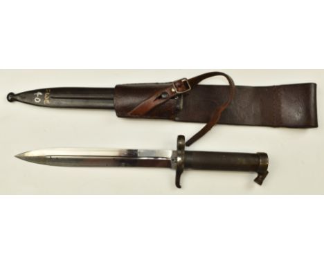 Swedish 1896 pattern Mauser bayonet stamped to EAB to ricasso, with 21cm blade, scabbard and frog stamped 720/1917. PLEASE NO