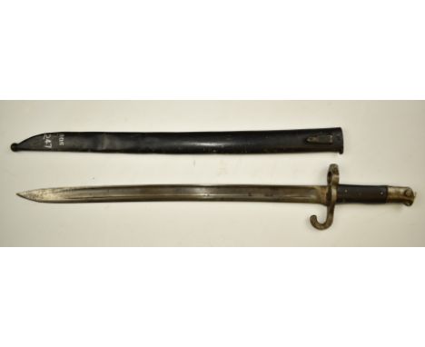 Austrian 1867 pattern bayonet 1870 Jung to ricasso and regimentally impressed to quillon, with 47cm fullered blade and scabba