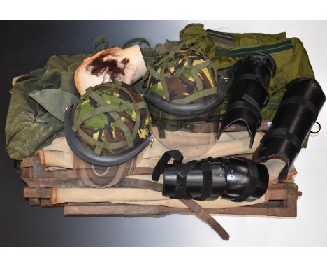 British Army Gloucestershire Regiment small collection of military equipment including two Bergen, three sets of body armour 