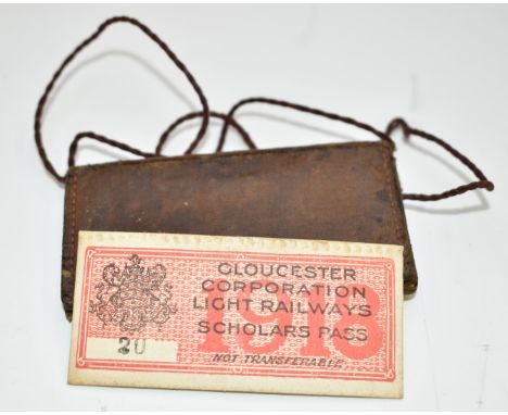 Gloucester Corporation Light Railways 1918 Scholars Pass for Muriel J Hodges, Girls High, in original leather wallet, of bus 