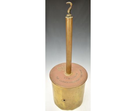 British Army Gloucestershire Regiment 5th Battalion dinner / meal gong made from an 8.5 inch brass shell case, the top of the