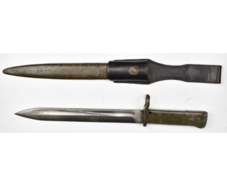 German Ersatz 88/98 pattern knife bayonet with three quarter muzzle ring, stamped 7016 to crossguard, the handle retaining so