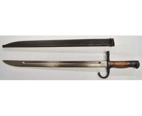 Japanese type 30 Alaska rifle bayonet stamped C3 to grips, with 38cm fullered blade and scabbard. PLEASE NOTE ALL BLADED ITEM