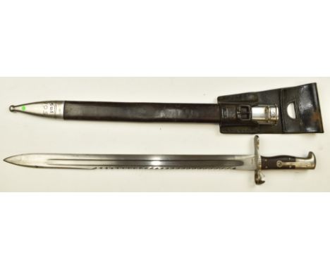 Swiss 1878 Vetterli sawback bayonet stamped 1446 to crossguard and STG Neuhause to ricasso, with 47.5cm sawback blade, scabba