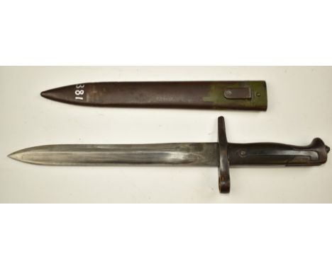 Italian 1870 pattern Vetterli bayonet stamped Torino to ricasso, with 23.5cm fullered blade and scabbard.&nbsp;PLEASE NOTE AL