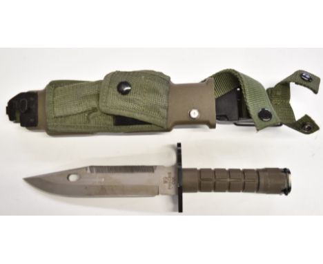 American M9 Phrobis bayonet, Market CUK and MK030570 to ricasso, with 18cm blade, scabbard and belt attachment.&nbsp;PLEASE N