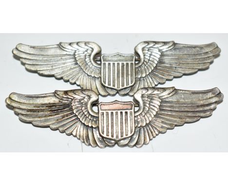 Two pairs of c1940 U.S Army Air Force Air Wings, marked to back Gemsco N.Y, 7.5cm&nbsp;