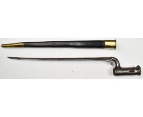 Constabulary carbine 1840 pattern socket bayonet with 33cm blade, locking slide and scabbard.&nbsp;PLEASE NOTE ALL BLADED ITE