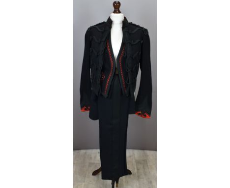 British Army Gloucestershire Regiment officer's mess jacket with red facings, rank insignia and letter T to shoulder cords, a