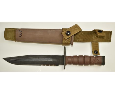 American United States Marine Corps bayonet, Combat USMC and OKC 3S Ontario Knife Co to ricasso, with 20cm blade, scabbard an