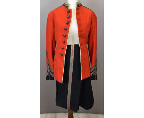 British Army officer's Royal South Gloucestershire Militia scarlet tunic with black facings and silver lace and Lt Colonel ra