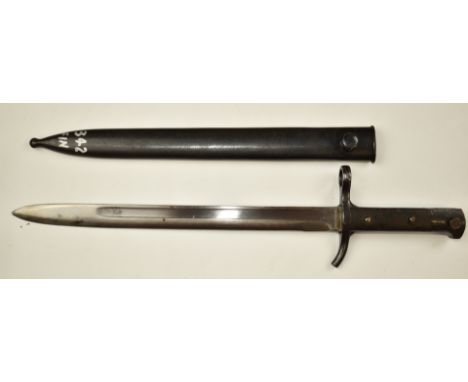 Finnish 1927 pattern Mosin - Nagant bayonet stamped Hackman &amp; Co to ricasso, with 30cm fullered blade and scabbard.&nbsp;