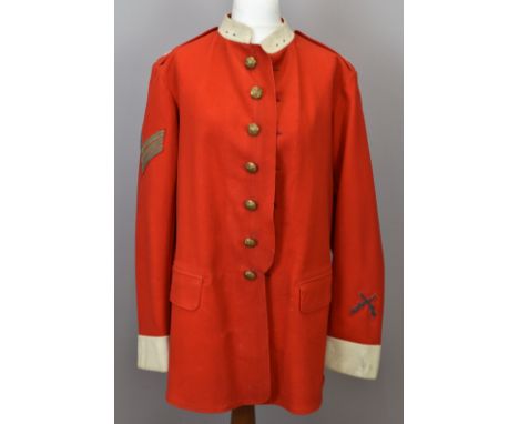 British Army Gloucestershire Regiment other ranks scarlet tunic attributed to Sergeant Scriven, 2nd Battalion c1895, with che