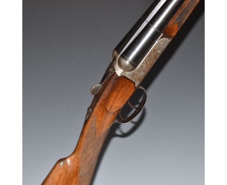 Fias for Gower Ltd 12 bore side by side shotgun with engraved locks, underside, trigger guard, top plate, fences and thumb le