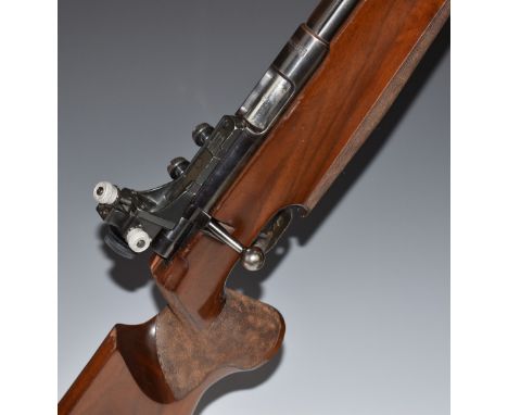 Anschutz Match 54 .22 bolt-action target rifle with shaped and textured grip, adjustable butt plate and trigger, raised cheek