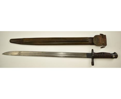 American 1917 pattern sword bayonet with cleaning hole, stamped US 1917 Remington to ricasso, with 43cm fullered blade and sc