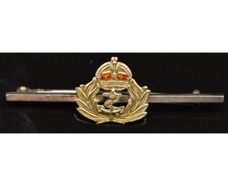 Royal Navy 9ct gold, silver and enamel sweetheart brooch, 3.9g