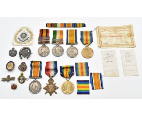 British Army father and son medals and ephemera comprising Queen's South African Medal with clasps for Cape Colony, Transvaal