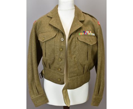 British Army Gloucestershire Regiment battle dress blouse 1949 pattern, with medal ribbon for both WW2 and the Korean War, Ho