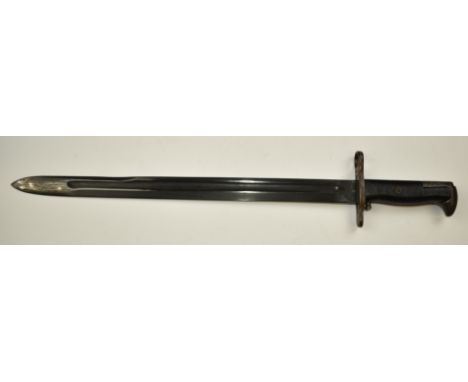 American M1942 pattern sword bayonet for use with the Springfield or Garand rifle, stamped PAL US to ricasso and 41cm blade, 