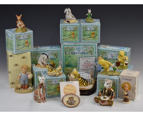 Collection of Royal Doulton Winnie The Pooh figures including Somebody Like Me, Rabbit Reads The Plan and Christopher Robin, 