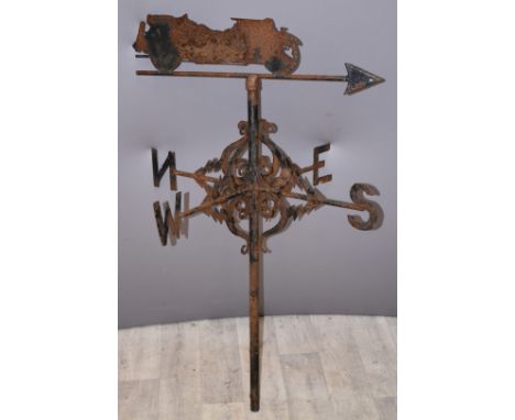 Vintage car weather vane depicting a Bentley or similar car, height 110cm