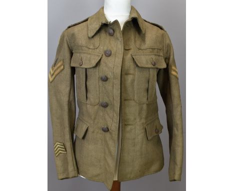 British Army Gloucestershire Regiment other ranks WW1 service dress jacket with Glosters shoulder badges, Corporal chevrons t