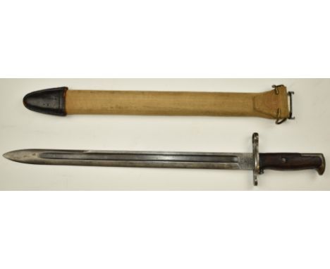 American 1905 pattern sword bayonet for the 1903 Springfield rifle, SA 1918 and US 778039 to ricasso, with 40cm fullered blad