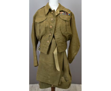 British Army Gloucestershire Regiment battle dress blouse with Lt Colonel rank insignia to shoulder straps and medal ribbons 