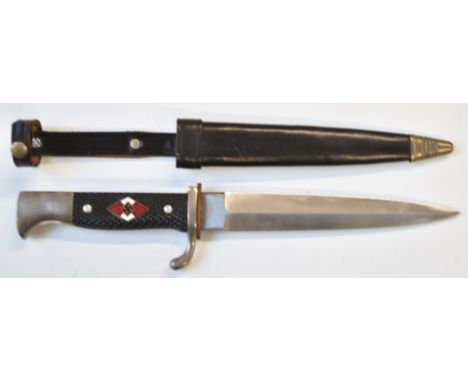Replica German Third Reich Nazi Hitler Youth dagger with Jul Herbertz to ricasso, 15cm blade, scabbard and frog. PLEASE NOTE 