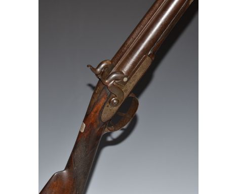 John Manton &amp; Son bore side by side percussion hammer action muzzle loading shotgun with engraved locks featuring bird sc