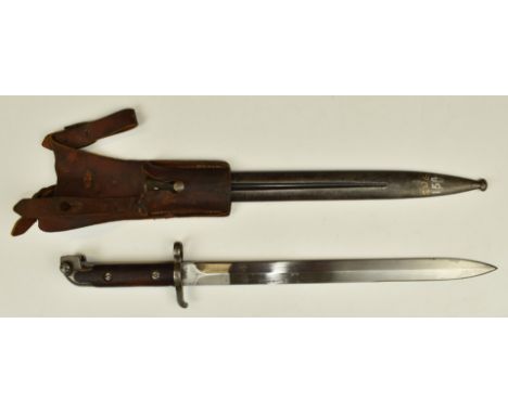 Swedish 1894/14 pattern Navy bayonet marked I15 No 426 to crosspiece, with 33cm blade, scabbard and frog. PLEASE NOTE ALL BLA