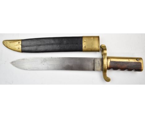 American 1861 pattern Dalgren knife bayonet for the US Navy Plymouth Whitneyville rifle with wooden handle, brass hilt, 1861 