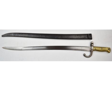 British Cinque Ports Artillery marked French 1866 chassepot bayonet, the 57cm yataghan single edged blade stamped V over CPA 