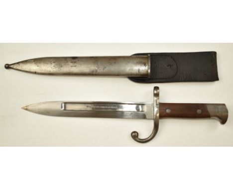 American 1899 pattern knife bayonet for the Remington Rolling Block rifle, the shortened 21cm fullered blade marked Remington