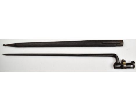 Austrian 1854 pattern socket bayonet with some clear stamps to neck a 48cm cruciform blade and scabbard.&nbsp;PLEASE NOTE ALL