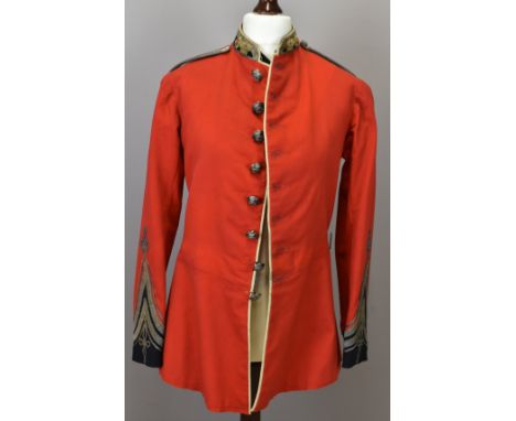 British Army officer's Royal South Gloucestershire Militia scarlet tunic with Lieutenant Colonel rank insignia to collar, bla