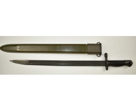 American M17 pattern bayonet made in the late 1960s, stamped US M17 to cross guard with, M1917 scabbard, blade length 42cm.&n