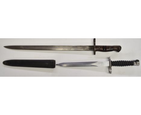 Swiss 1957 pattern SIG assault rifle bayonet, export version, maker's mark and 38000 under W to ricasso and scabbard, togethe