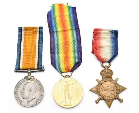 WW1 Canadian Expeditionary Force medal trio comprising 1914-1915 Star, War Medal and Victory Medal named to 87 Pte G Hogg, Pr