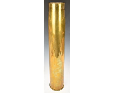 British WW2 3.7 inch brass shell with broad arrow mark and dated 1941, height 68cm