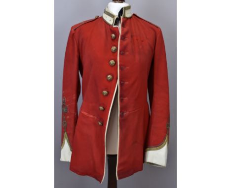 British Army Gloucestershire Regiment full dress scarlet tunic with Bandmaster badge to sleeve, 'Gloster' embroidered to shou