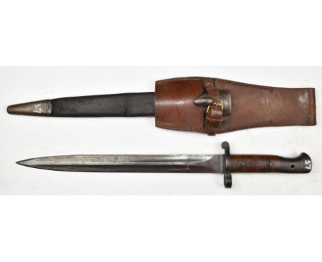 British 1903 pattern bayonet for the short model Lee Enfield rifle, with some good stamps to ricasso including EFD and ER and