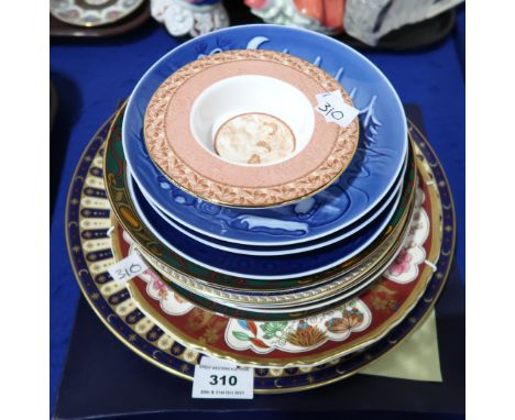 A Royal Worcester Royal Garden pattern cake plate, a 250th anniversary Royal Worcester plate, other commemorative plates by S