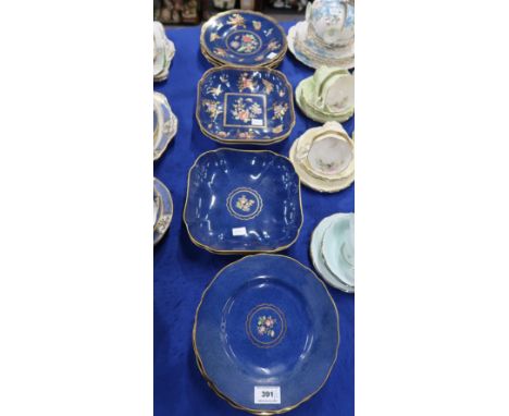 A Spode china part dessert set decorated with butterflies and flowers and another Condition Report:spode butterfly square pla