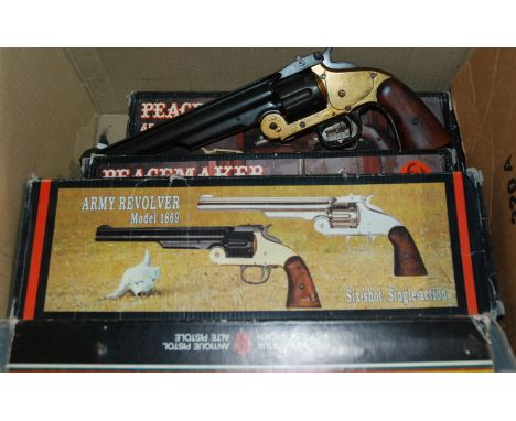 Four vintage replica army revolvers and resin scrimshaw Condition Report: Available upon request