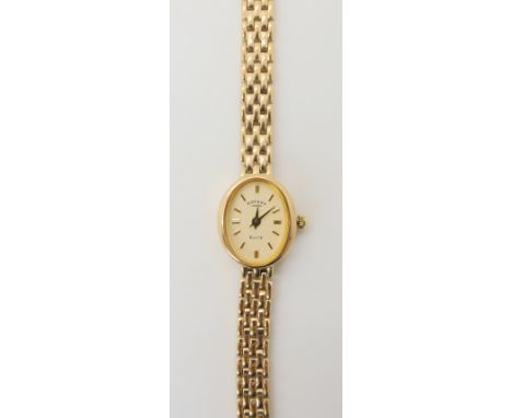 A 9ct gold ladies Elite Rotary watch, weight including mechanism 14.7gms Condition Report: Available upon request