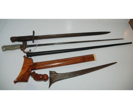 A bayonet stamped 1913, another bayonet with metal scabbard and a Kris (3) Condition Report: Available upon request