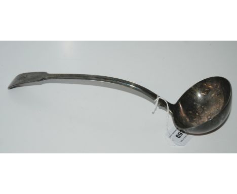 A silver soup ladle London 1824 fiddle pattern the terminal bearing a crest 33cm long, 291 grams Condition Report: Available 