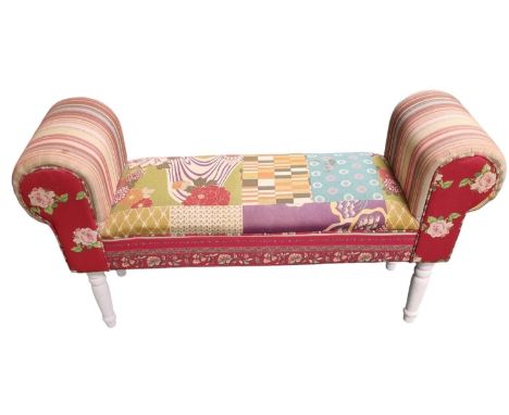 Vintage Upholstered Chaise Style Foot Stool - 54cm Tall, 100cm Wide, 30cm Deep 